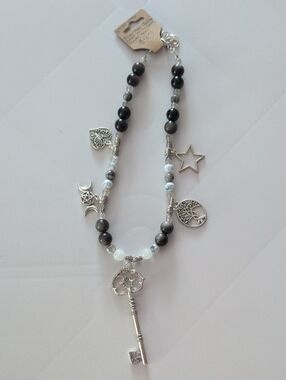 Multi Charm choker With Silver Sheen Obsidian, Jasper, Agate